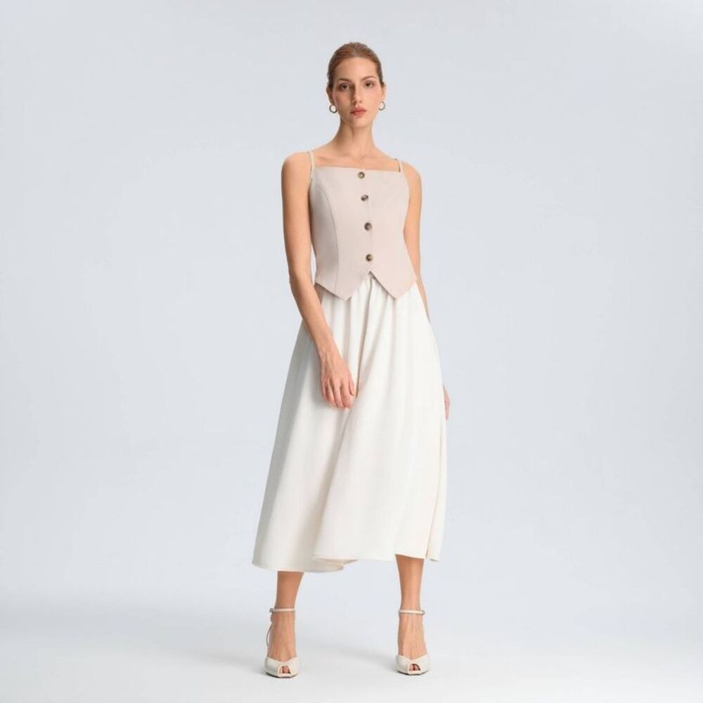 Women's Twofer Midi A-Line Dress - A New Day Driftwood Gray XL